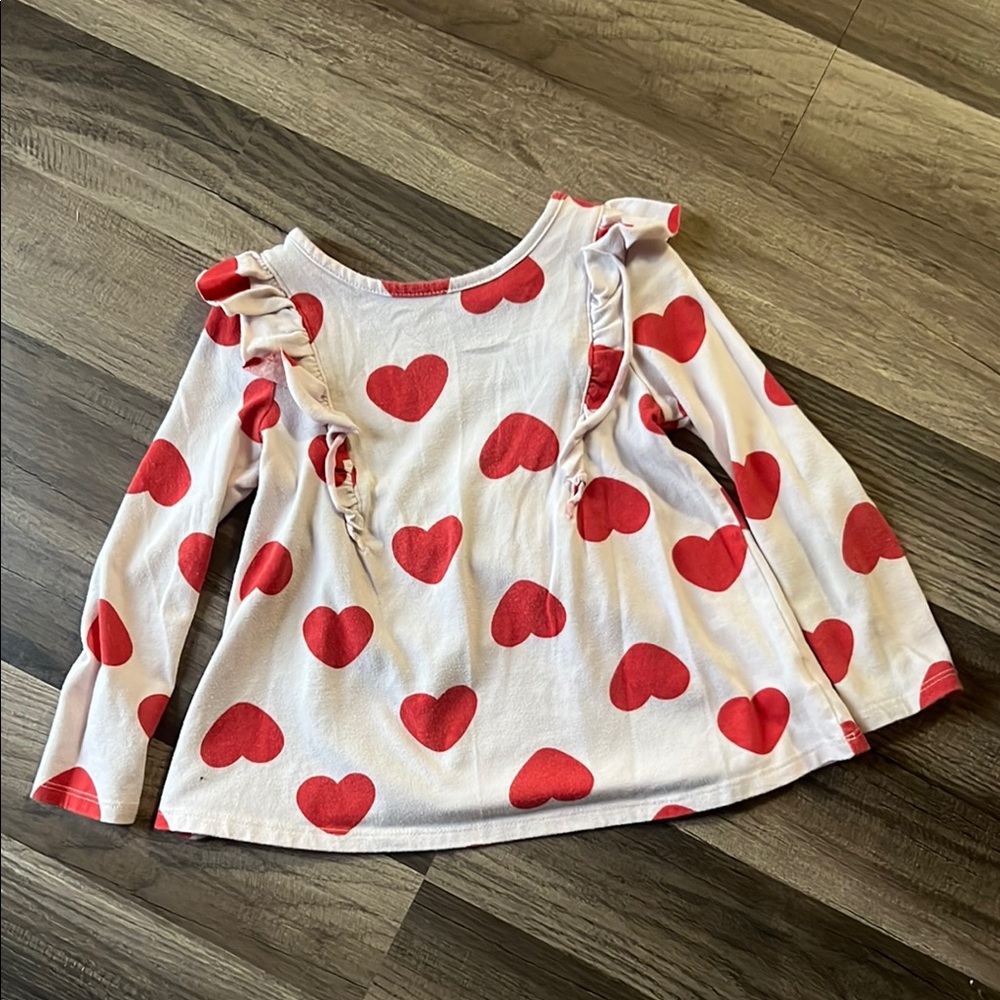 Red Heart Patterned Long Sleeve Top